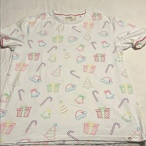 Free Planet White T-Shirt with trees and candy canes